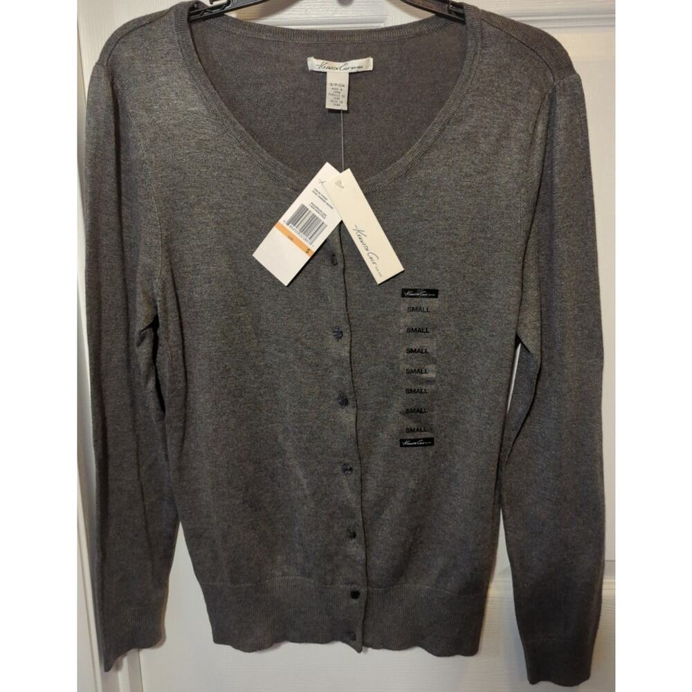 Kenneth Cole button up Long sleeve cardigan charcoal heather size Small NWT